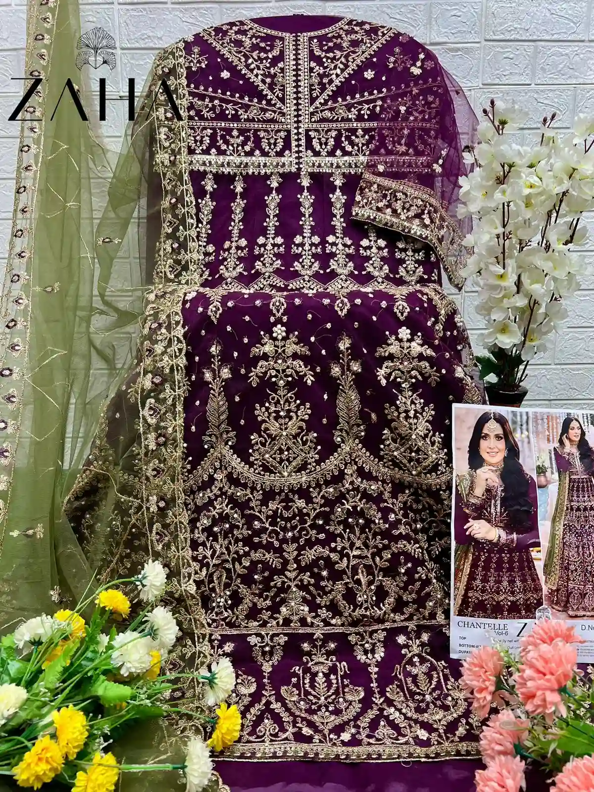 Zaha Chantelle Vol 6 Butterfly Net Wholesale Pakistani Salwar Suit Catalog — Wholesale Pakistani Suits, MPA wholesale from Surat - Gallery Image 2